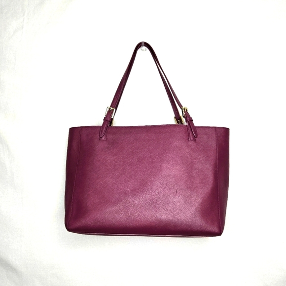Tory Burch Emerson Tote Handbag. Burgundy, Saffiano Leather, Large. - Picture 2 of 16